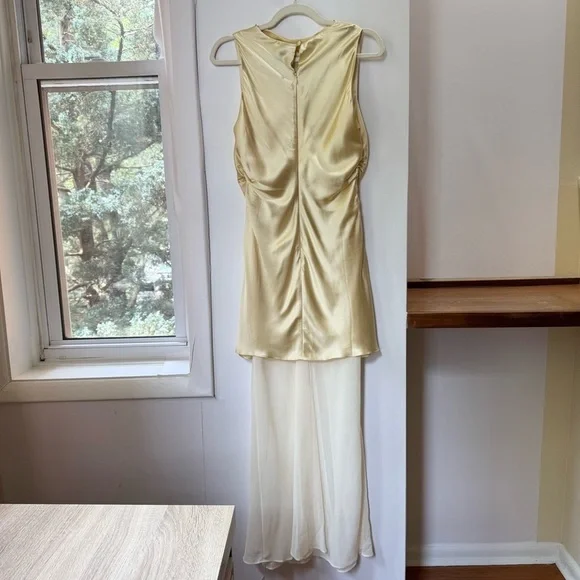 NWT Reformation Logan Silk Dress Long Maxi Wedding Sleeveless in Blonde Yellow 8